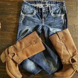 Well loved Amethyst flared jeans.